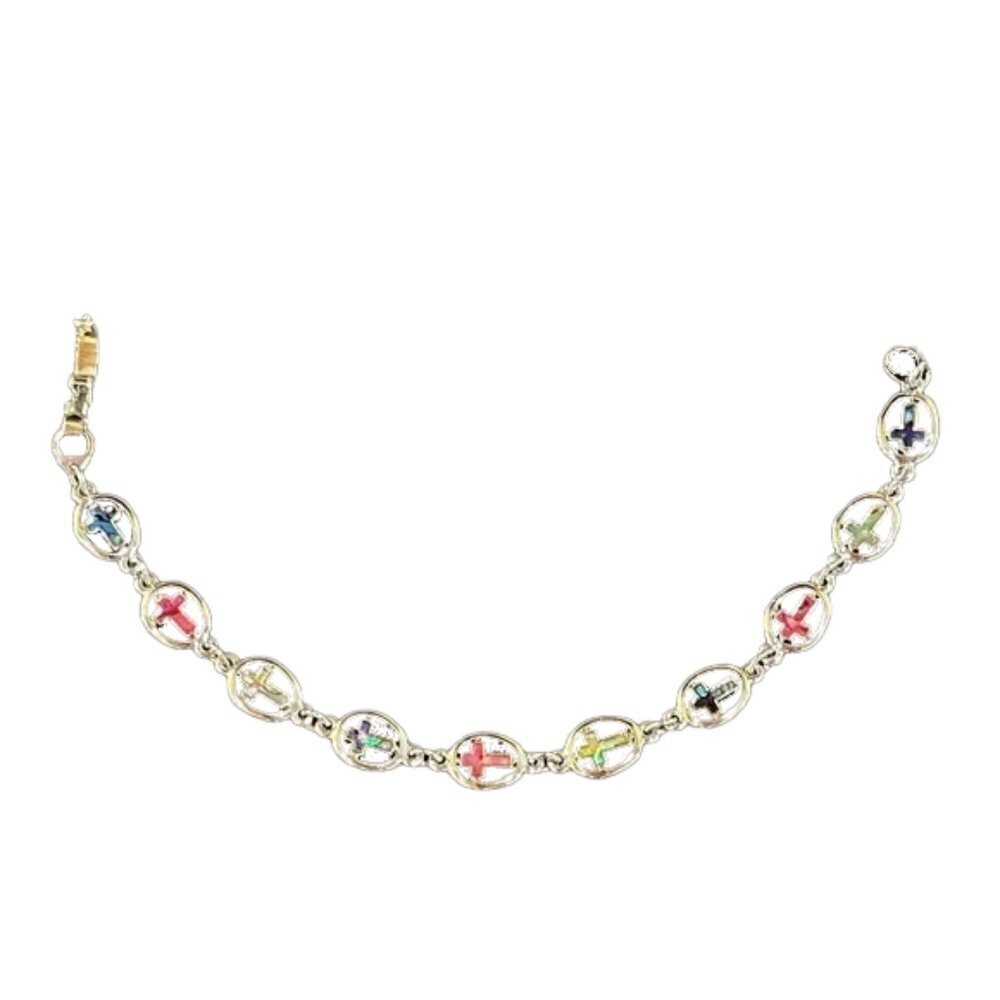 👋 3/$15 Silver Natural Shell Cross Bracelet 🌈